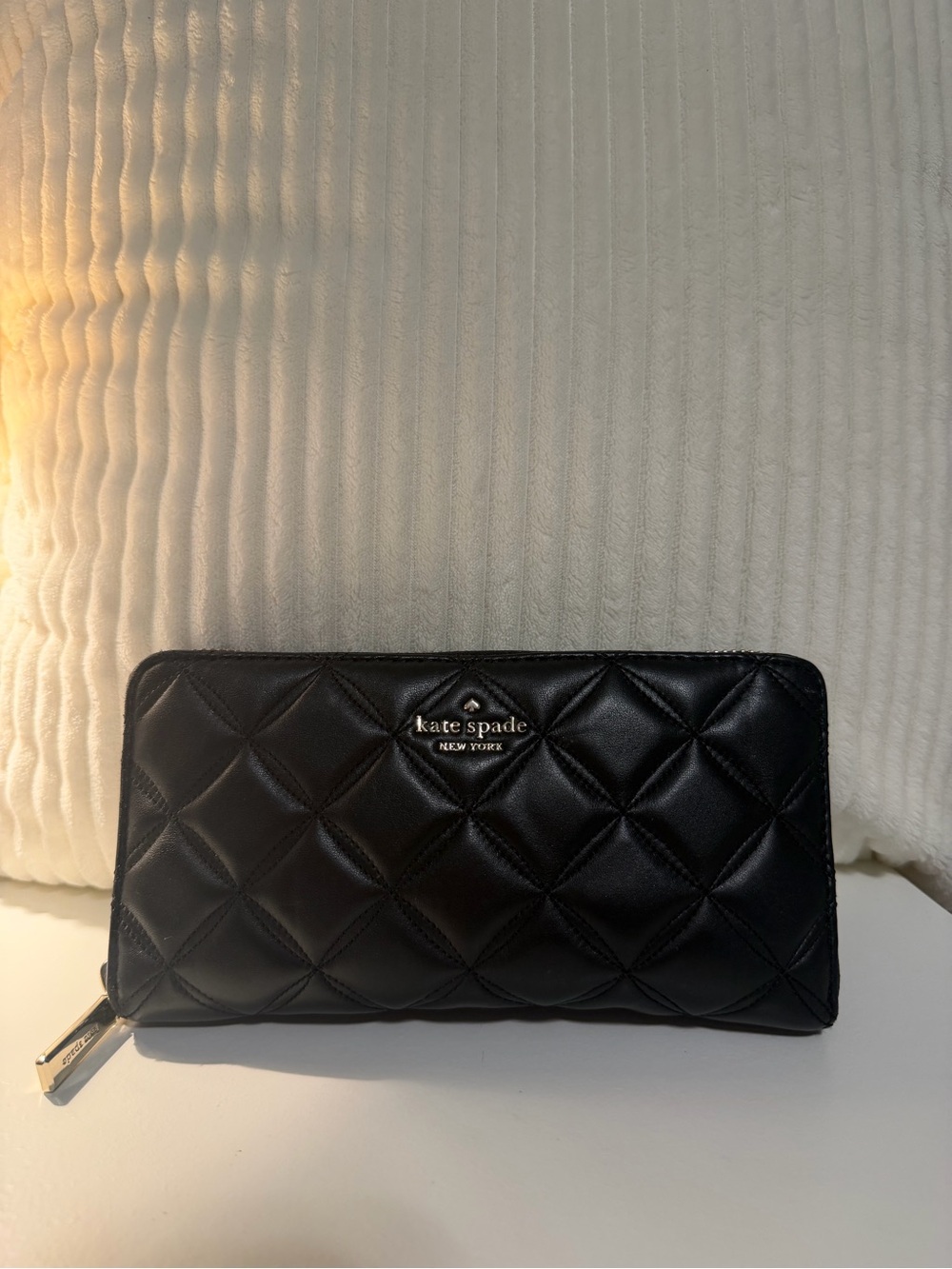 kate spade Quilted Black Zip-Around Continental Wallet